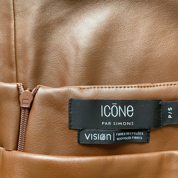 Icone Faux Brown Leather Mini Skirt - Picture 3 of 3